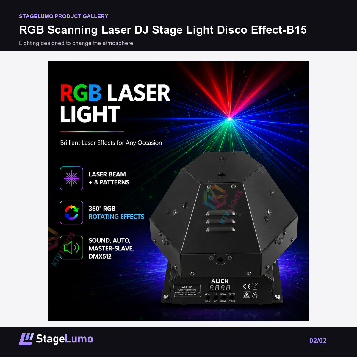 RGB Scanning Laser DJ Stage Light Disco Effect-B15 - StageLumo image 2