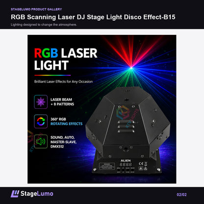 RGB Scanning Laser DJ Stage Light Disco Effect-B15 - StageLumo image 2