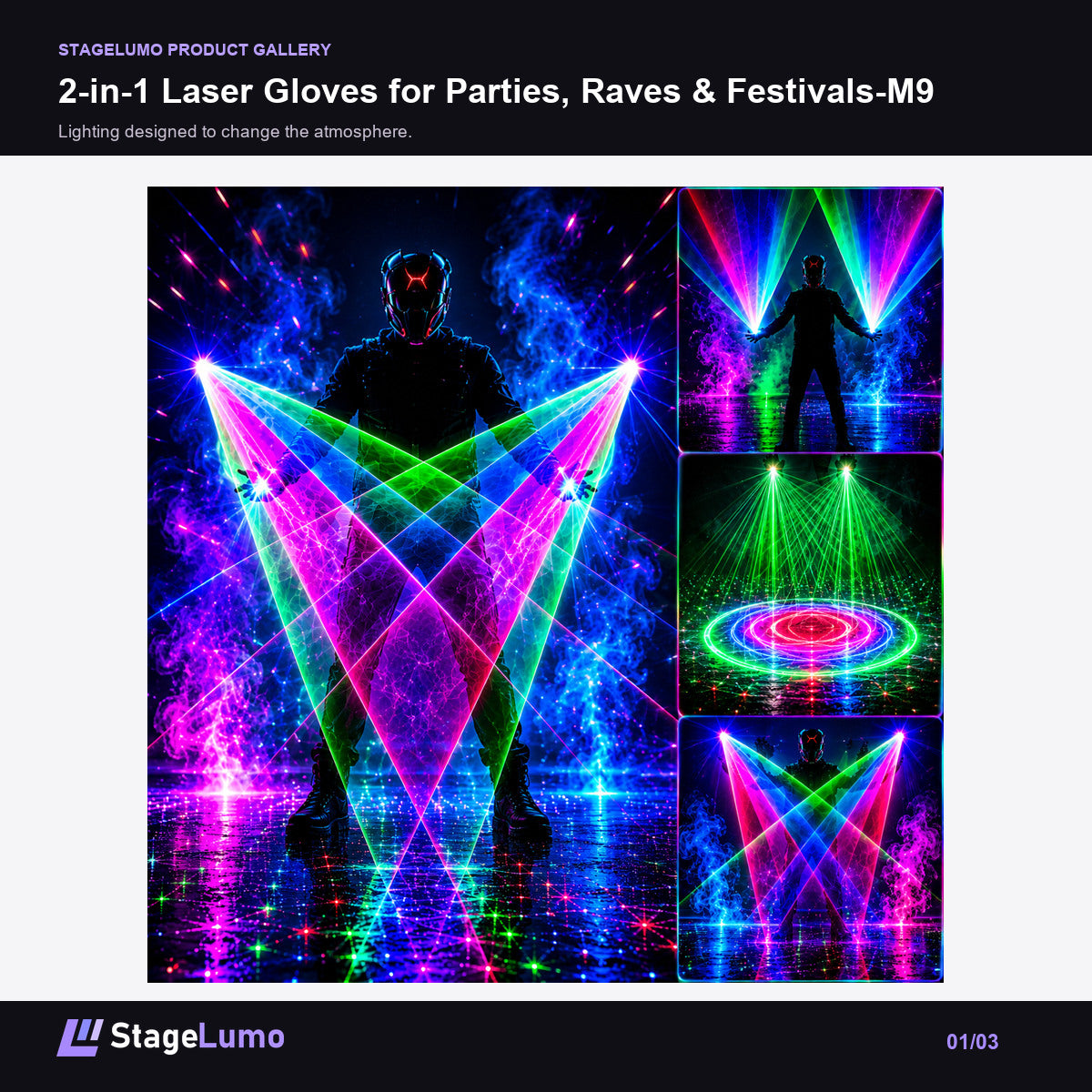 2-in-1 Laser Gloves for Parties, Raves & Festivals-M9 - StageLumo image 1