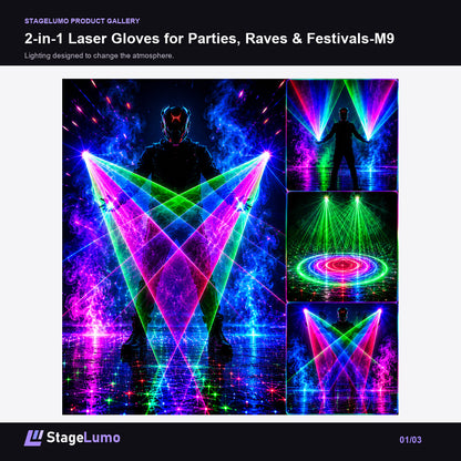 2-in-1 Laser Gloves for Parties, Raves & Festivals-M9 - StageLumo image 1