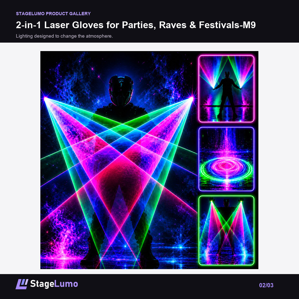2-in-1 Laser Gloves for Parties, Raves & Festivals-M9 - StageLumo image 2