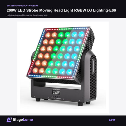 200W LED Strobe Moving Head Light RGBW DJ Lighting-E66 - StageLumo image 4
