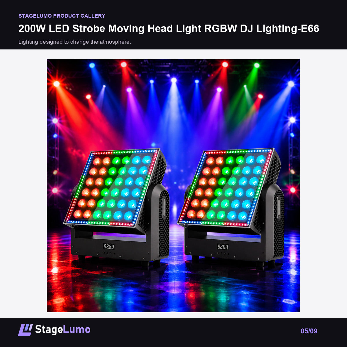 200W LED Strobe Moving Head Light RGBW DJ Lighting-E66 - StageLumo image 5