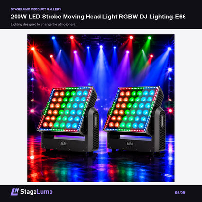 200W LED Strobe Moving Head Light RGBW DJ Lighting-E66 - StageLumo image 5
