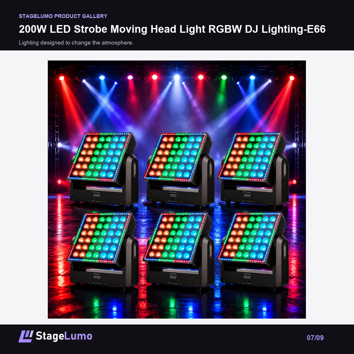 200W LED Strobe Moving Head Light RGBW DJ Lighting-E66 - StageLumo image 7