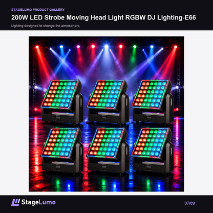 200W LED Strobe Moving Head Light RGBW DJ Lighting-E66 - StageLumo image 7