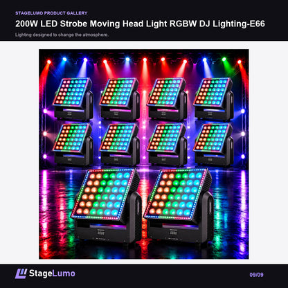200W LED Strobe Moving Head Light RGBW DJ Lighting-E66 - StageLumo image 9