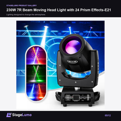 230W 7R Beam Moving Head Light with 24 Prism Effects-E21 - StageLumo image 5