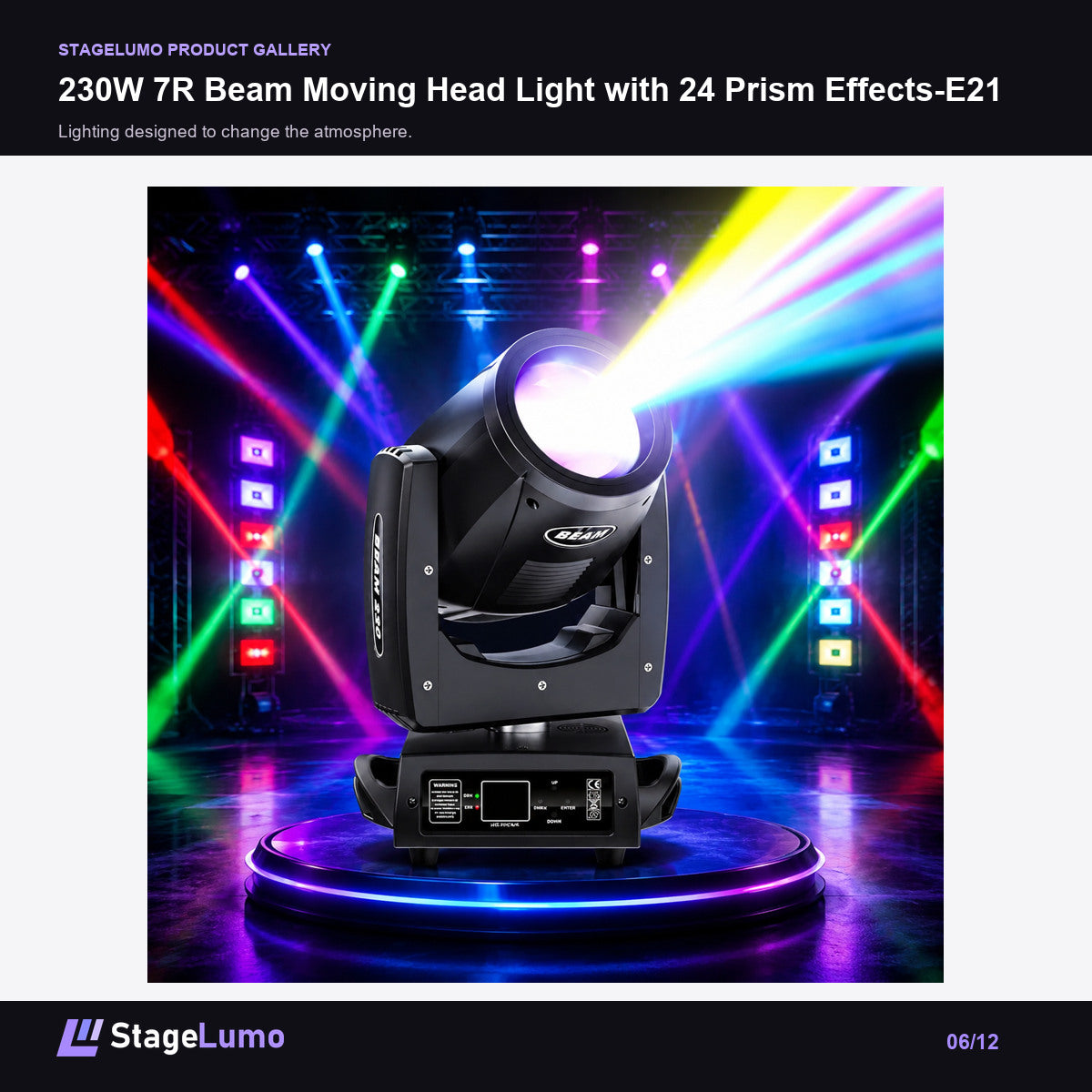 230W 7R Beam Moving Head Light with 24 Prism Effects-E21 - StageLumo image 6