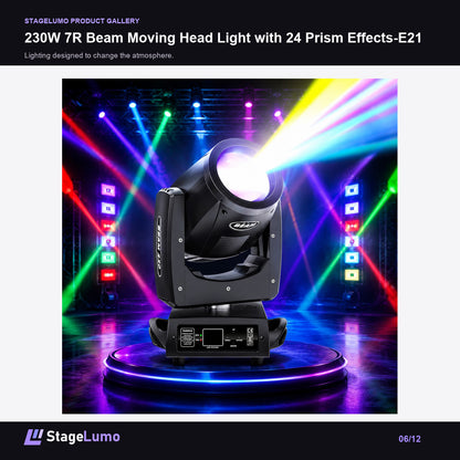 230W 7R Beam Moving Head Light with 24 Prism Effects-E21 - StageLumo image 6