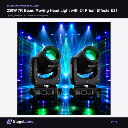 230W 7R Beam Moving Head Light with 24 Prism Effects-E21 - StageLumo image 7