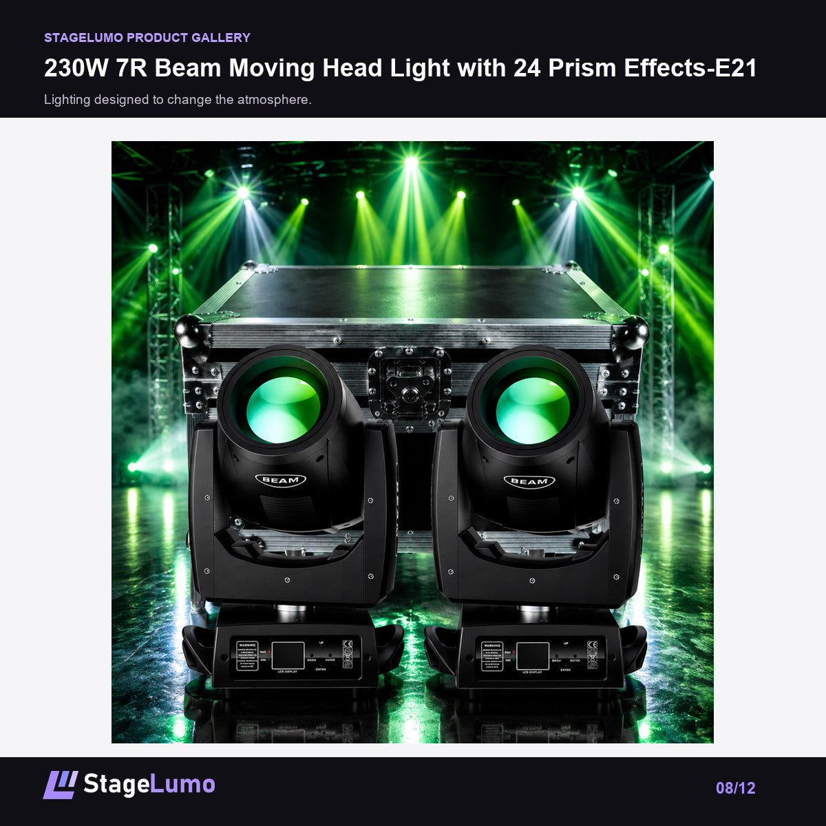 230W 7R Beam Moving Head Light with 24 Prism Effects-E21 - StageLumo image 8