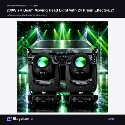 230W 7R Beam Moving Head Light with 24 Prism Effects-E21 - StageLumo image 8