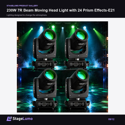 230W 7R Beam Moving Head Light with 24 Prism Effects-E21 - StageLumo image 9