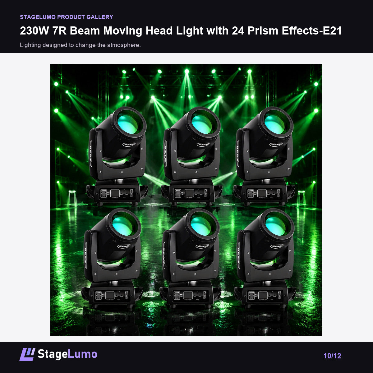230W 7R Beam Moving Head Light with 24 Prism Effects-E21 - StageLumo image 10