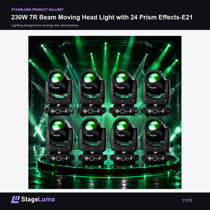 230W 7R Beam Moving Head Light with 24 Prism Effects-E21 - StageLumo image 11
