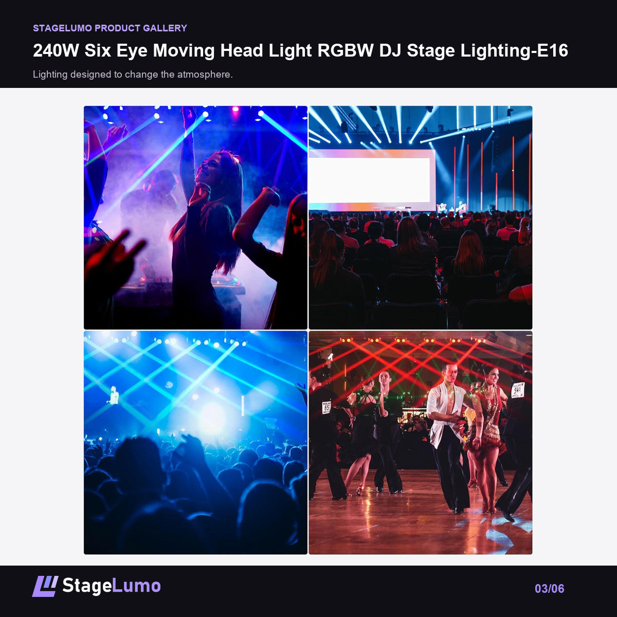 240W Six Eye Moving Head Light RGBW DJ Stage Lighting-E16 - StageLumo image 3