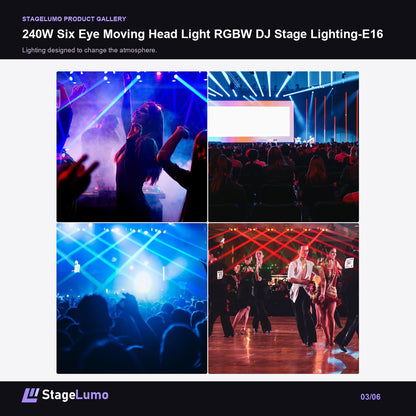 240W Six Eye Moving Head Light RGBW DJ Stage Lighting-E16 - StageLumo image 3