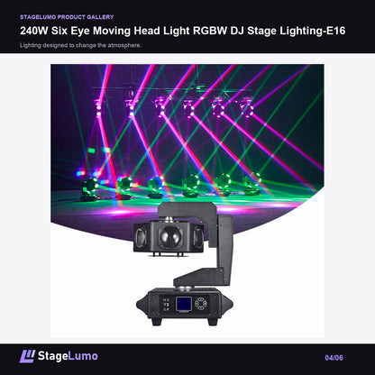 240W Six Eye Moving Head Light RGBW DJ Stage Lighting-E16 - StageLumo image 4