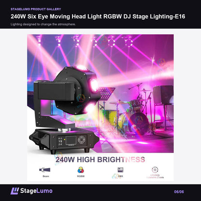 240W Six Eye Moving Head Light RGBW DJ Stage Lighting-E16 - StageLumo image 6