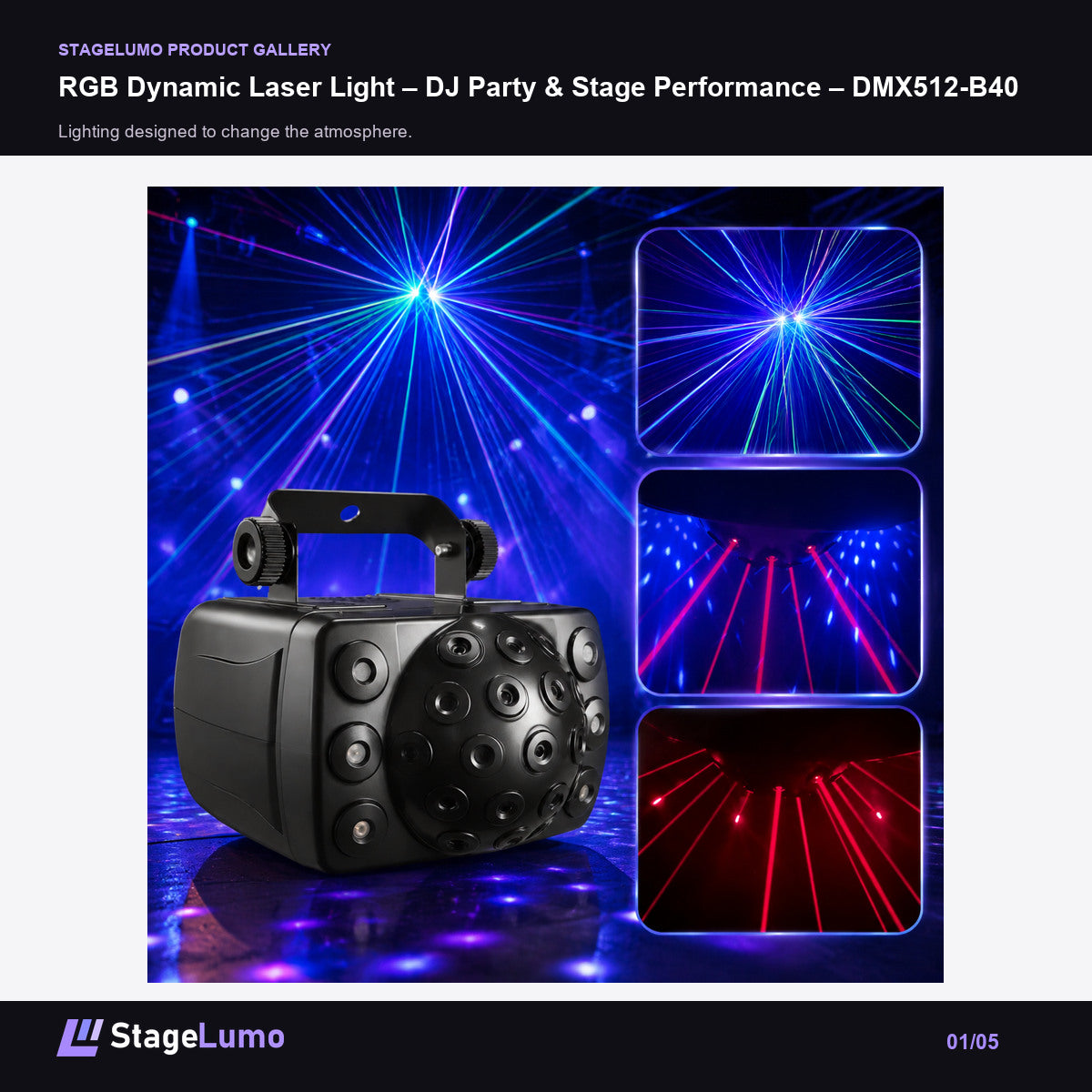 RGB Dynamic Laser Light – DJ Party & Stage Performance – DMX512-B40 - StageLumo image 1