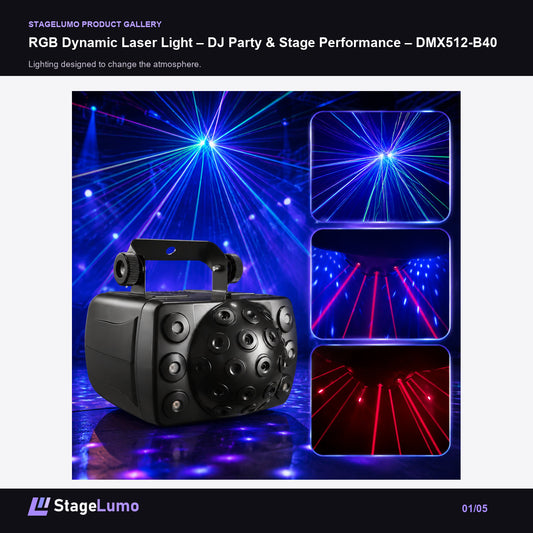 RGB Dynamic Laser Light – DJ Party & Stage Performance – DMX512-B40 - StageLumo image 1