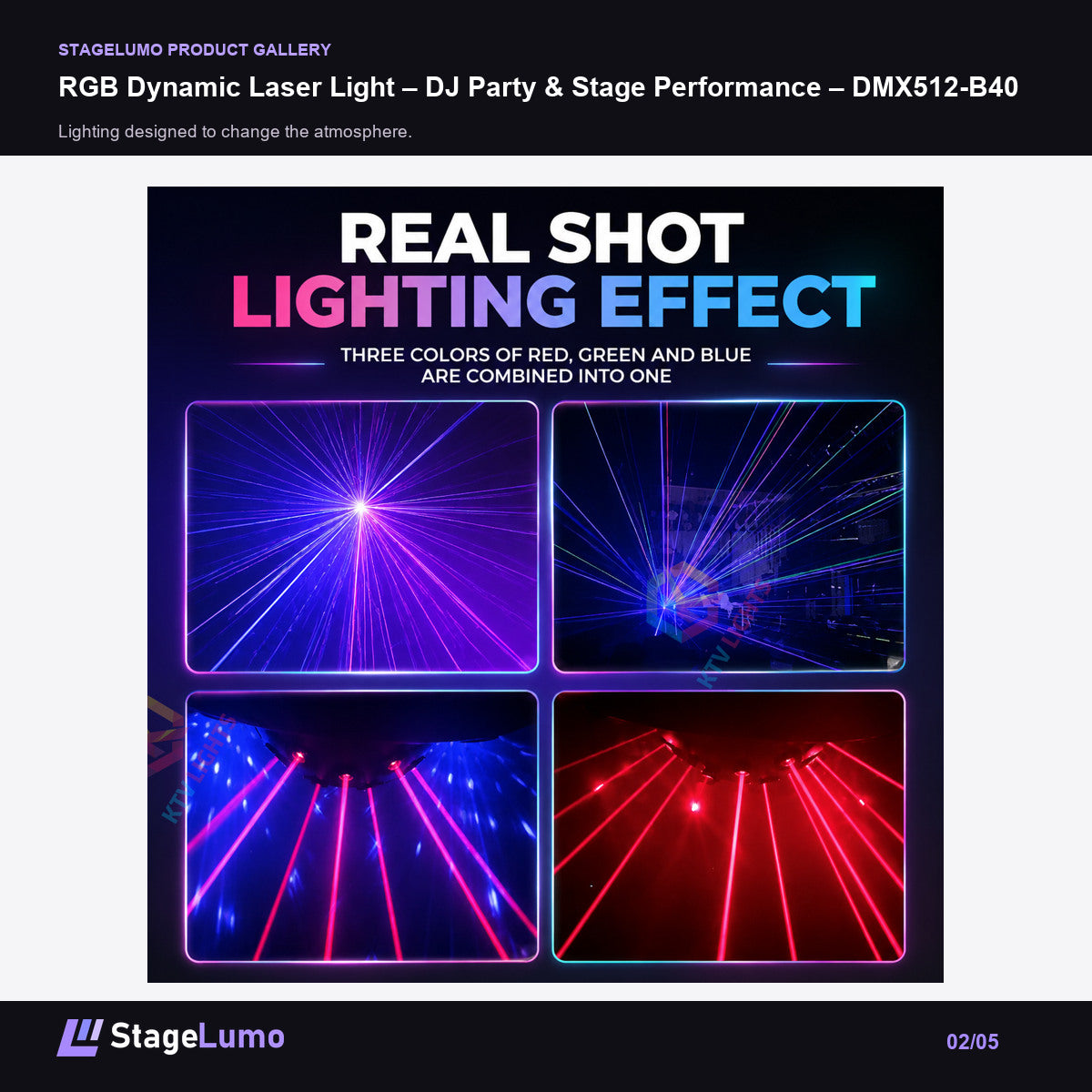 RGB Dynamic Laser Light – DJ Party & Stage Performance – DMX512-B40 - StageLumo image 2