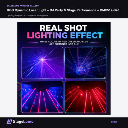 RGB Dynamic Laser Light – DJ Party & Stage Performance – DMX512-B40 - StageLumo image 2