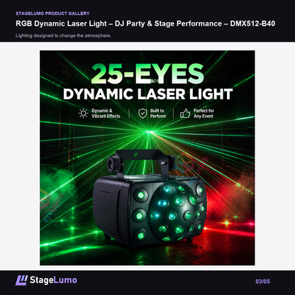 RGB Dynamic Laser Light – DJ Party & Stage Performance – DMX512-B40 - StageLumo image 3