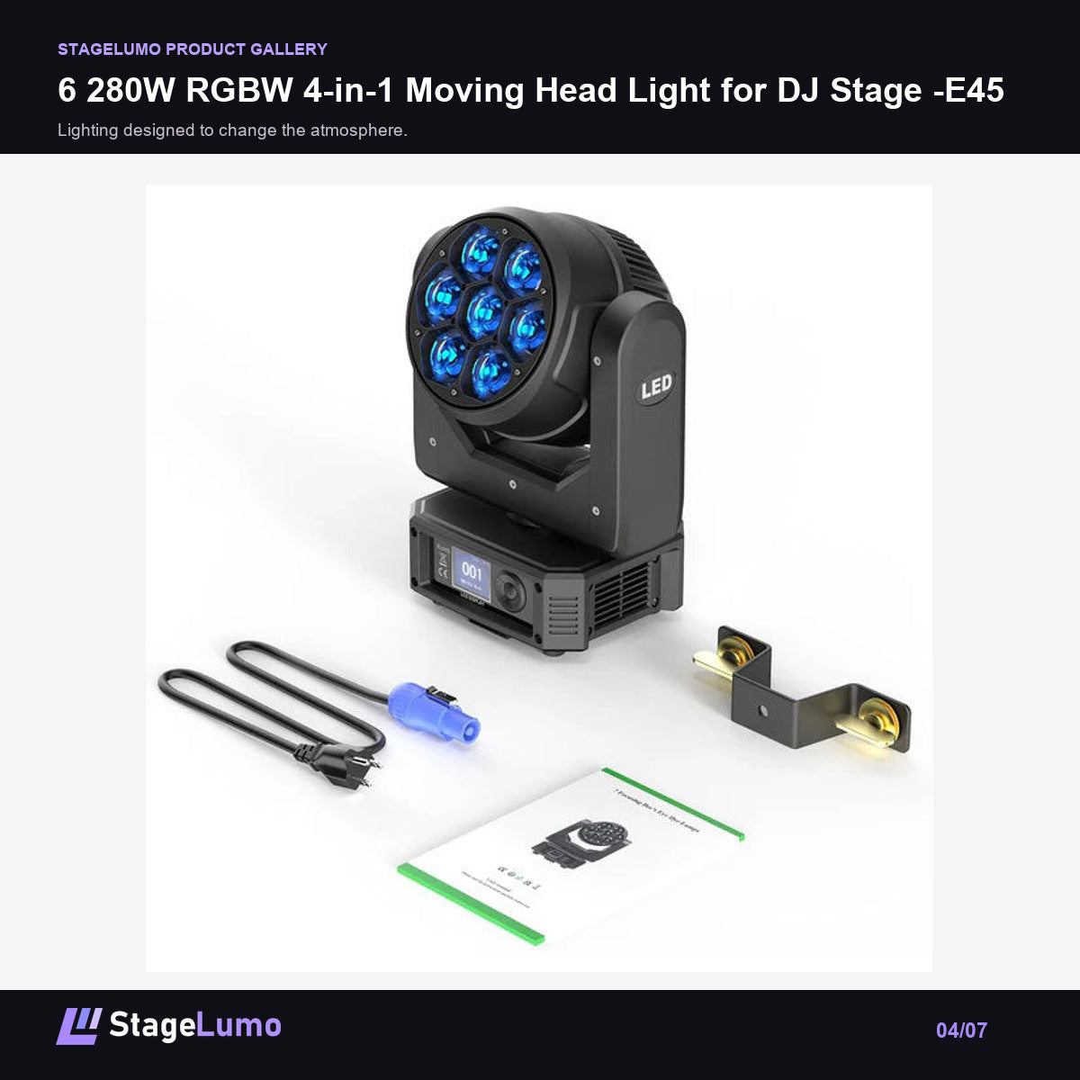 6 280W RGBW 4-in-1 Moving Head Light for DJ Stage -E45 - StageLumo image 4