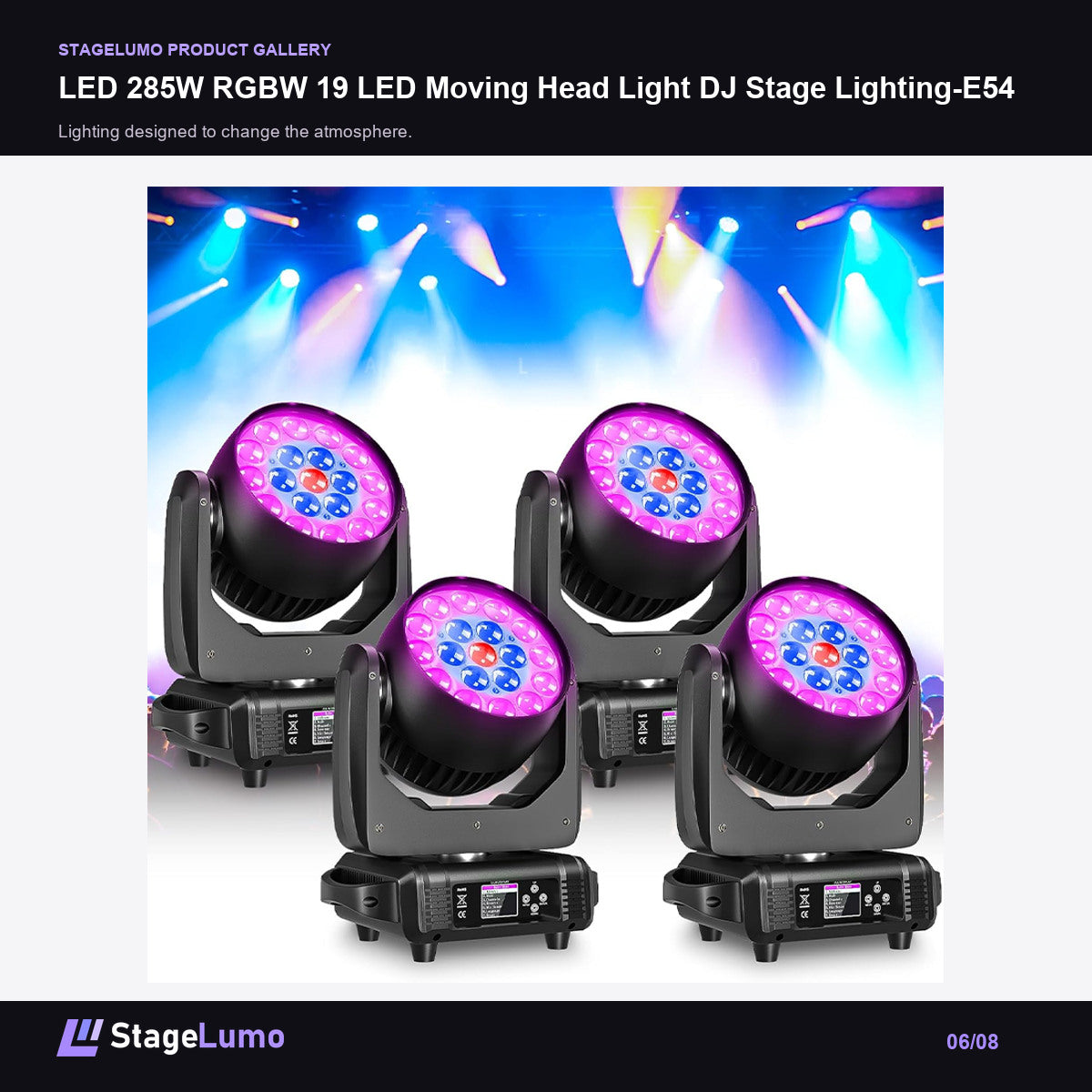 LED 285W RGBW 19 LED Moving Head Light DJ Stage Lighting-E54 - StageLumo image 6