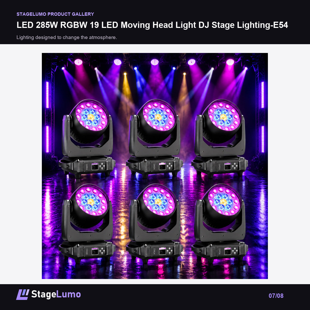 LED 285W RGBW 19 LED Moving Head Light DJ Stage Lighting-E54 - StageLumo image 7