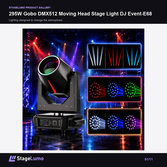 295W Gobo DMX512 Moving Head Stage Light DJ Event-E68 - StageLumo image 1
