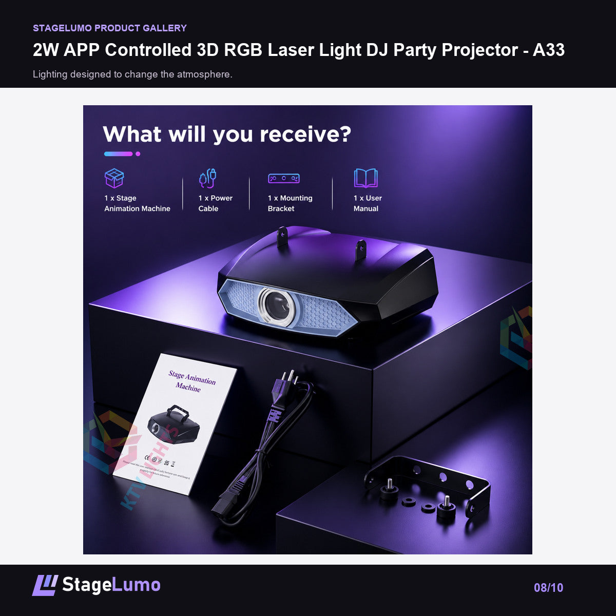 2W APP Controlled 3D RGB Laser Light DJ Party Projector - A33 - StageLumo image 8