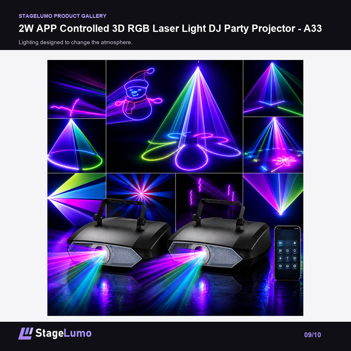 2W APP Controlled 3D RGB Laser Light DJ Party Projector - A33 - StageLumo image 9