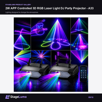 2W APP Controlled 3D RGB Laser Light DJ Party Projector - A33 - StageLumo image 9