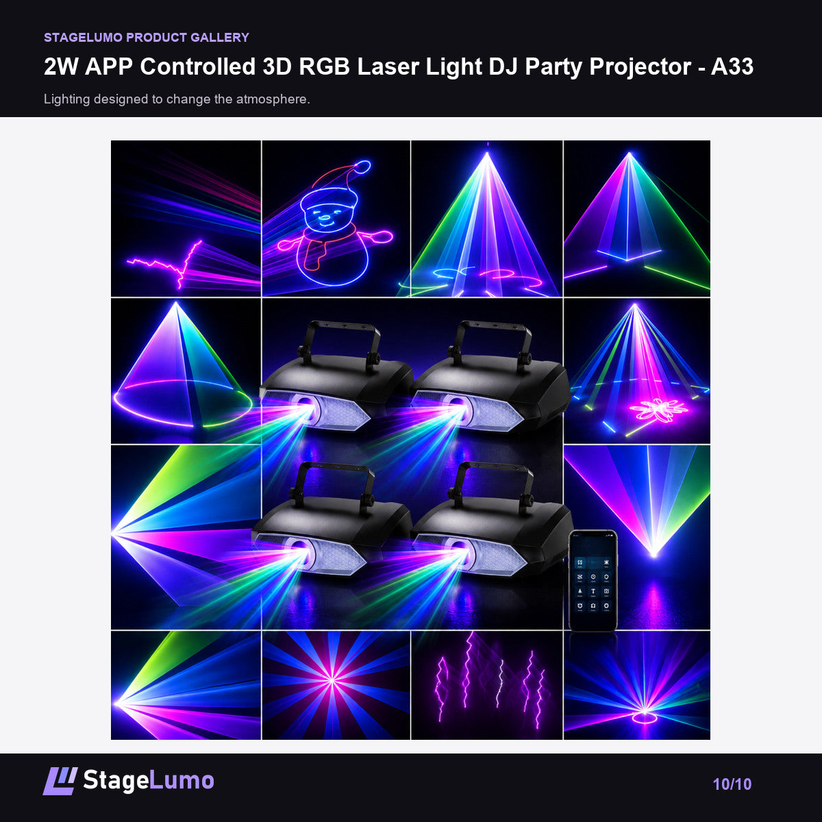 2W APP Controlled 3D RGB Laser Light DJ Party Projector - A33 - StageLumo image 10