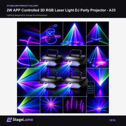 2W APP Controlled 3D RGB Laser Light DJ Party Projector - A33 - StageLumo image 10