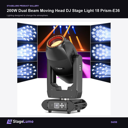 200W Dual Beam Moving Head DJ Stage Light 18 Prism-E36 - StageLumo image 4