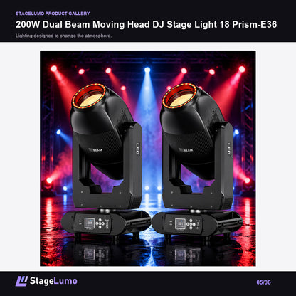 200W Dual Beam Moving Head DJ Stage Light 18 Prism-E36 - StageLumo image 5