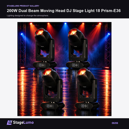 200W Dual Beam Moving Head DJ Stage Light 18 Prism-E36 - StageLumo image 6