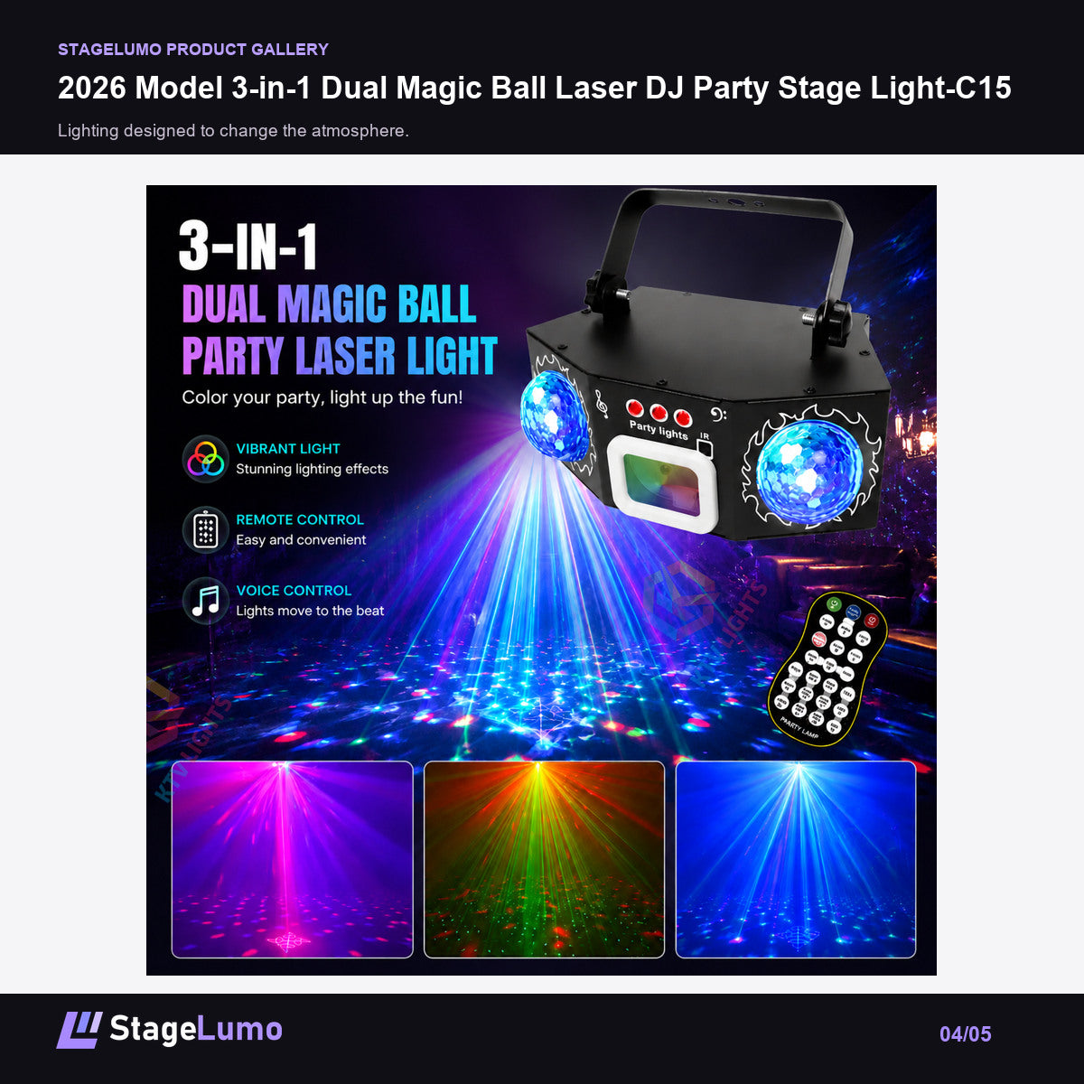 2026 Model 3-in-1 Dual Magic Ball Laser DJ Party Stage Light-C15 - StageLumo image 4