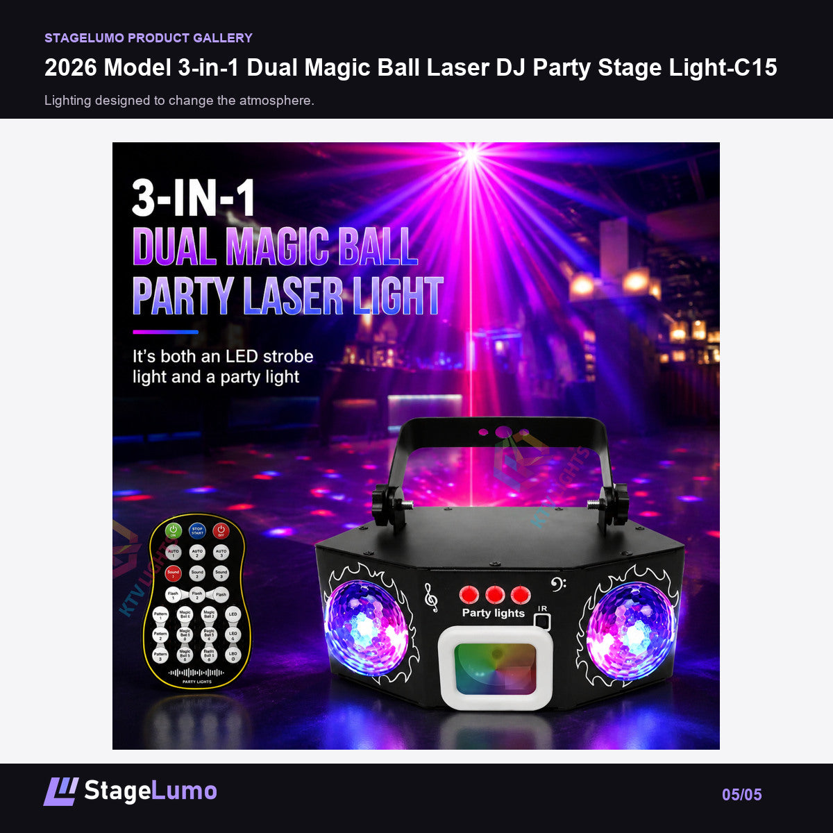 2026 Model 3-in-1 Dual Magic Ball Laser DJ Party Stage Light-C15 - StageLumo image 5