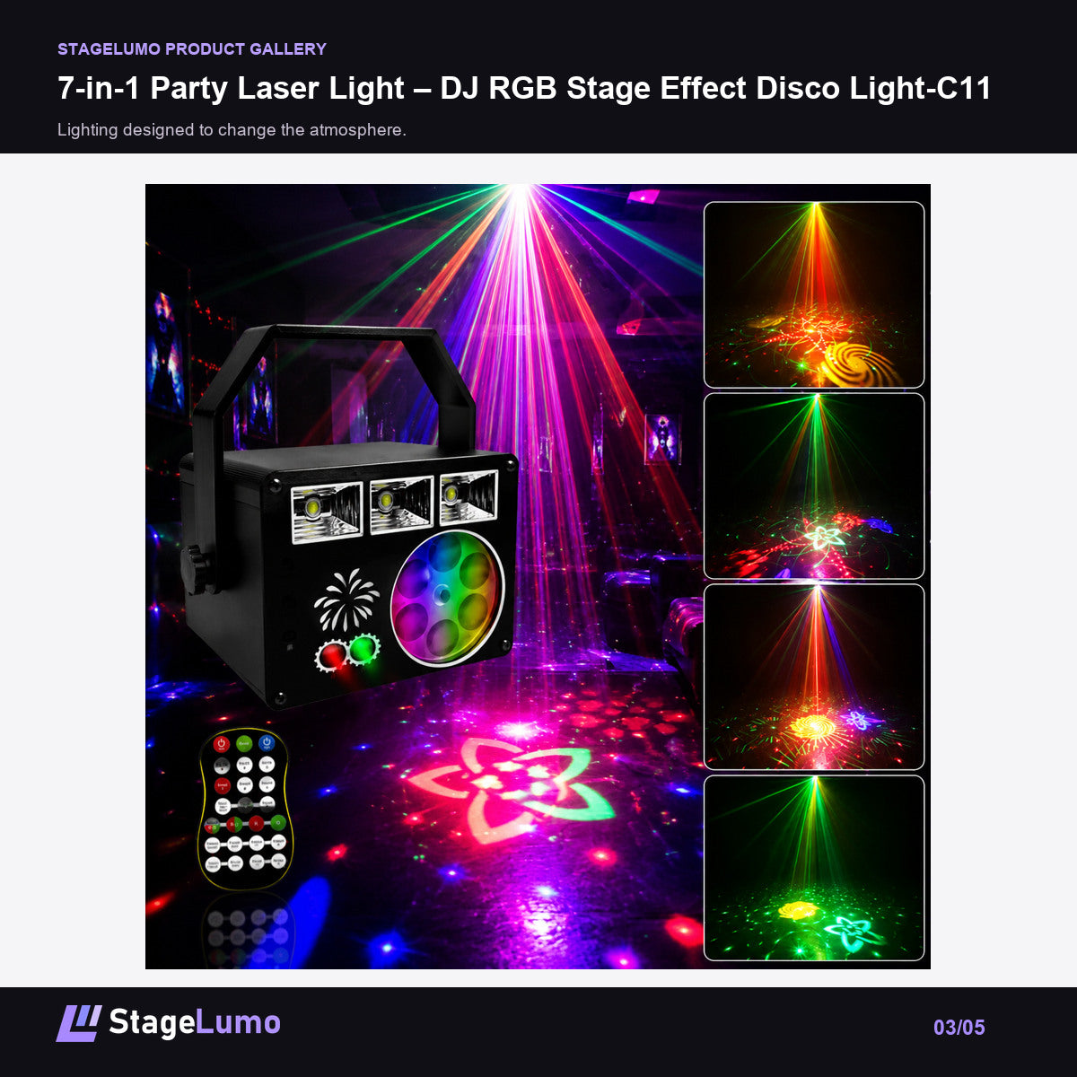 7-in-1 Party Laser Light – DJ RGB Stage Effect Disco Light-C11 - StageLumo image 3