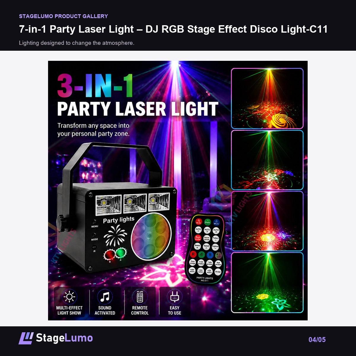 7-in-1 Party Laser Light – DJ RGB Stage Effect Disco Light-C11 - StageLumo image 4