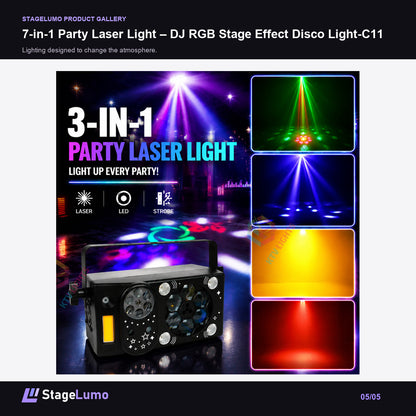 7-in-1 Party Laser Light – DJ RGB Stage Effect Disco Light-C11 - StageLumo image 5