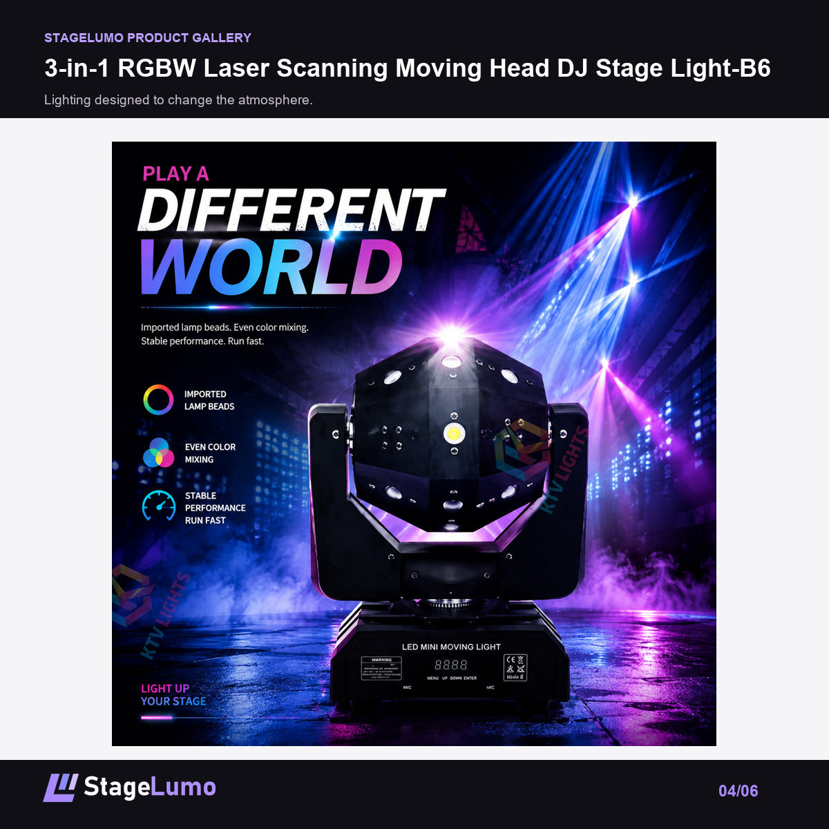 3-in-1 RGBW Laser Scanning Moving Head DJ Stage Light-B6 - StageLumo image 4