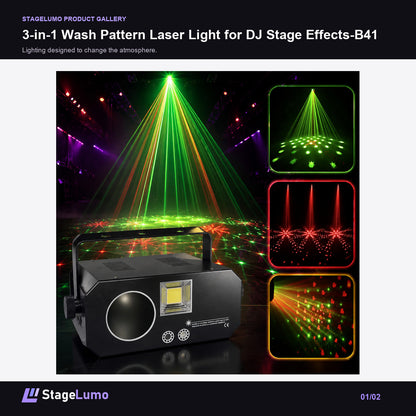 3-in-1 Wash Pattern Laser Light for DJ Stage Effects-B41 - StageLumo image 1
