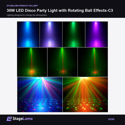 30W LED Disco Party Light with Rotating Ball Effects-C3 - StageLumo image 2