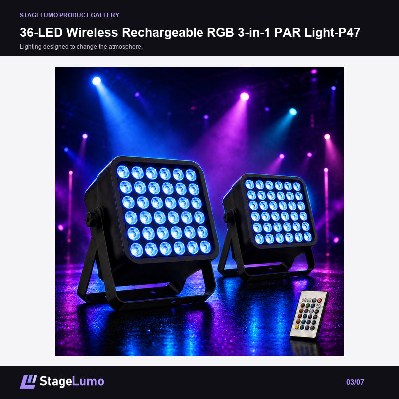 36-LED Wireless Rechargeable RGB 3-in-1 PAR Light-P47 - StageLumo image 3